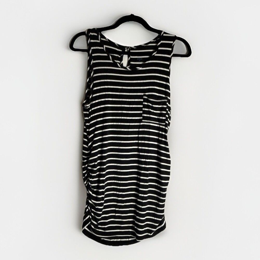 Market & Spruce Maternity Tank Top Dress Women’s M  Stretchy Black Striped